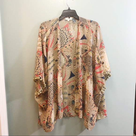 Umgee Accessories - Umgee Pom Pom Tribal Kimono